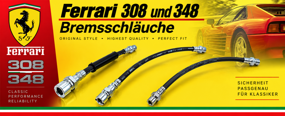 Ferrari 308 und 348 Bremsschl�uche Vorne und Hinten