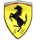 Ferrari 95992897 Small Logo, erhabenes Relief Abzeichen aus weichen Kunststoff 5x3.5cm
